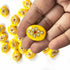 Yellow Color Oval Shape Beads With Kundan Work Pack Of 6